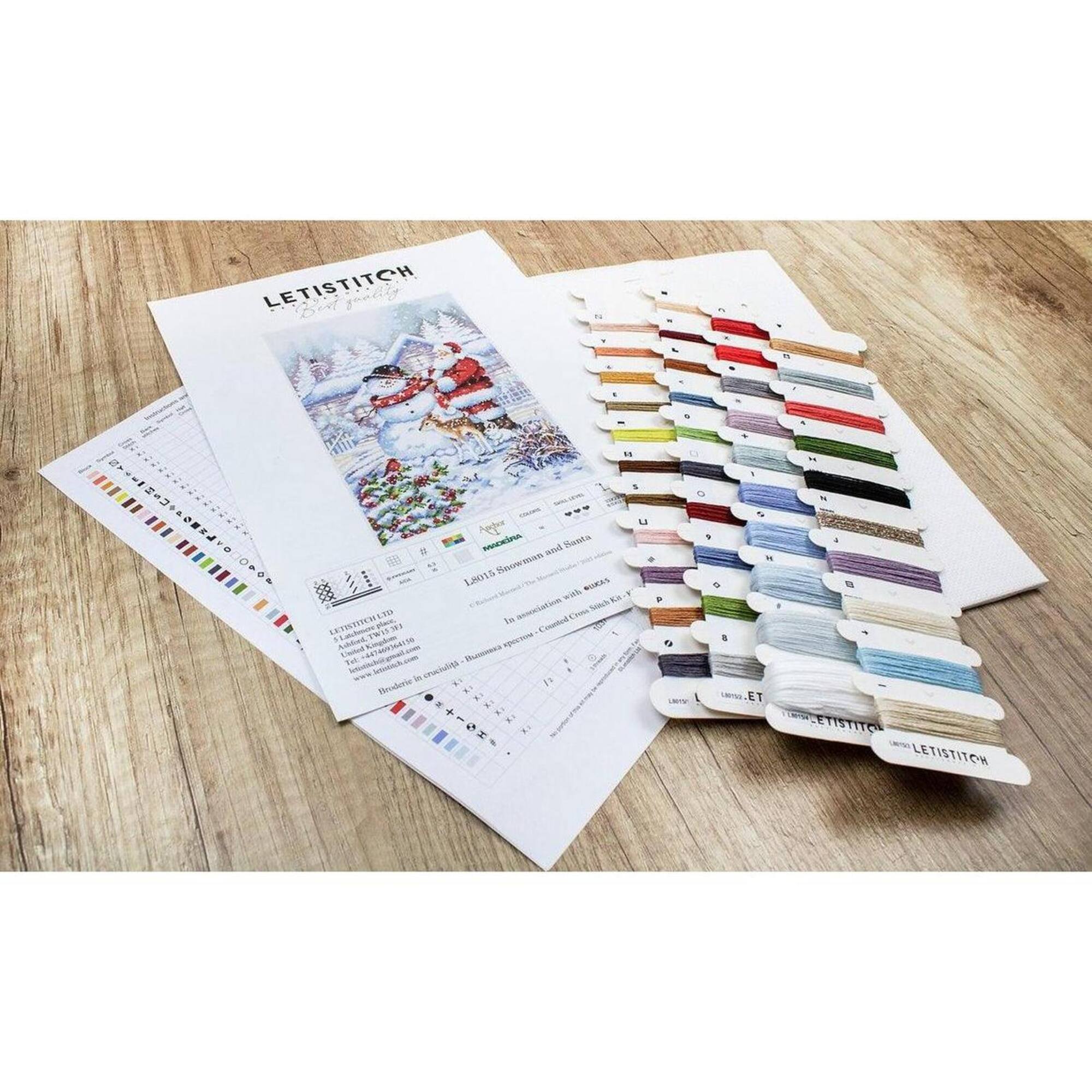 Letistitch Snowman And Santa Counted Cross Stitch Kit